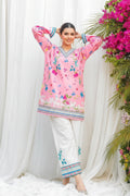 Readymade Digital Printed Doria Lawn 2-Piece Co-Ord Set – Blossom Pink & Ivory