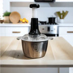 Premium 2.0L Meat and Vegetable Push Chopper with Stainless Steel Bowl - 4 Sharp Blades