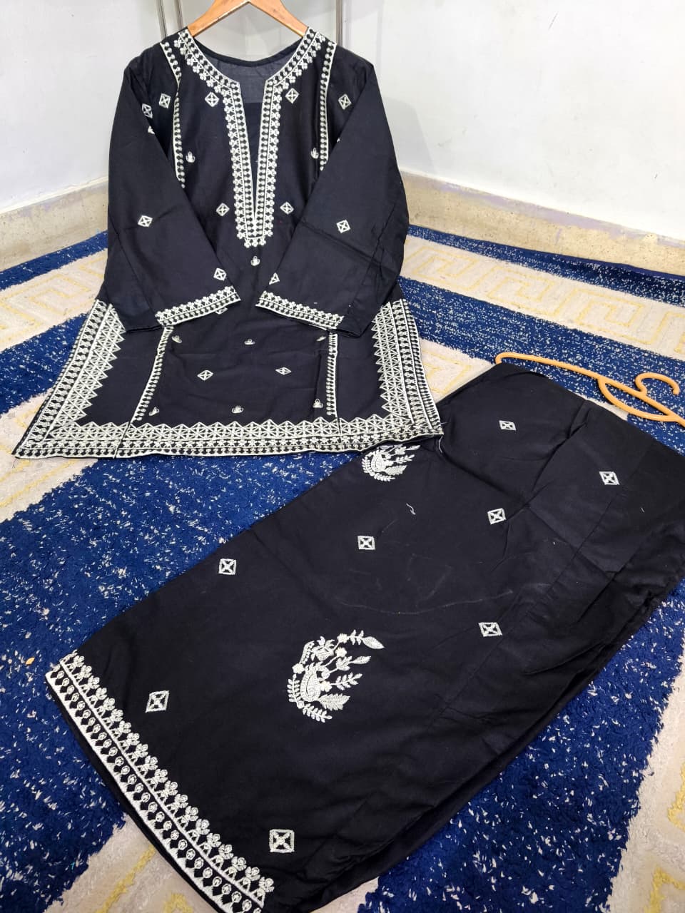 Readymade Heavy Embroidered Cotton Shirt with Farshi Shalwar | 2-Piece Luxury Suit