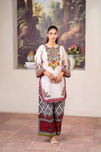 Readymade Digital Printed Doria Lawn 2-Piece Co-Ord Set – Ivory Fusion