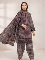 Traditional Allover Print Ajrak Cotton 3-Piece Unstitched Suit | Cultural Sindhi Print Dress