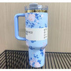 Stanley Floral Tumbler 40 oz - Stainless Steel Vacuum Insulated Travel Mug with Handle & Straw