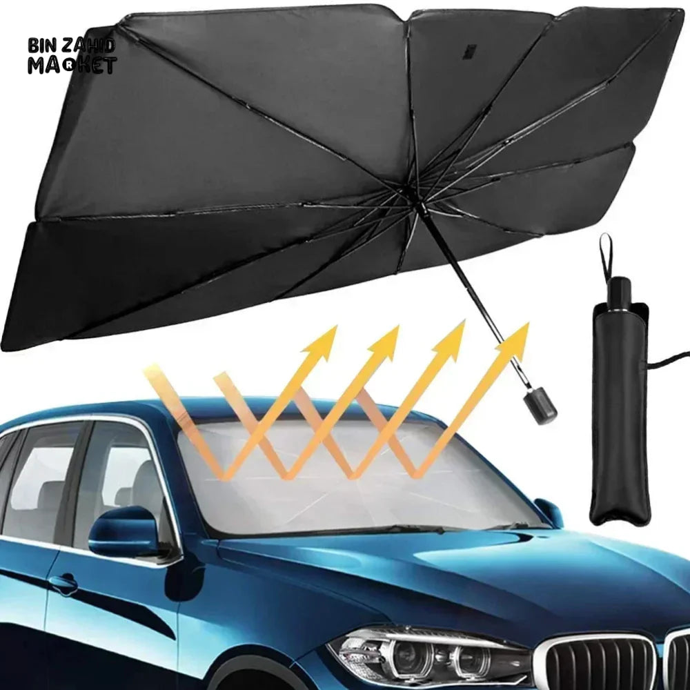 Premium Car Front Windshield Sunshade Umbrella (142x75cm) – Foldable UV & Heat Reflector