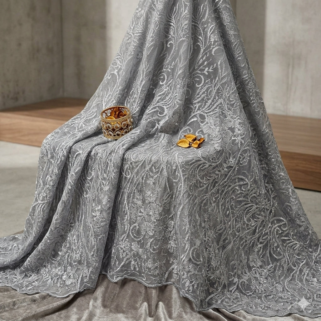 2-Piece Unstitched Embroidered Net Occasion Suit