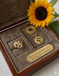 Pack of 2 Customise Initial Ring & Name Locket – Gold-Plated Personalised Jewellery Set