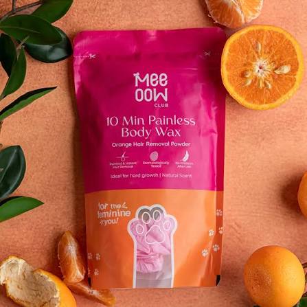 Meeow Club 10 Min Painless Body Wax – Orange Hair Removal Powder
