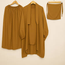 Premium 3-Piece Modest Prayer Dress Set with Matching Travel Pouch (Model: N1S6J5) – The Trendsetter By T&H