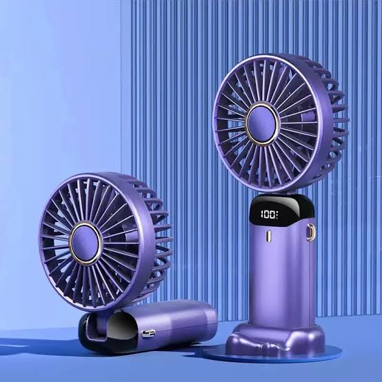Portable Rechargeable Desk Fan with LED Digital Display | 5-Speed Wind, 90° Adjustable Mini Fan for Office, Travel & Home
