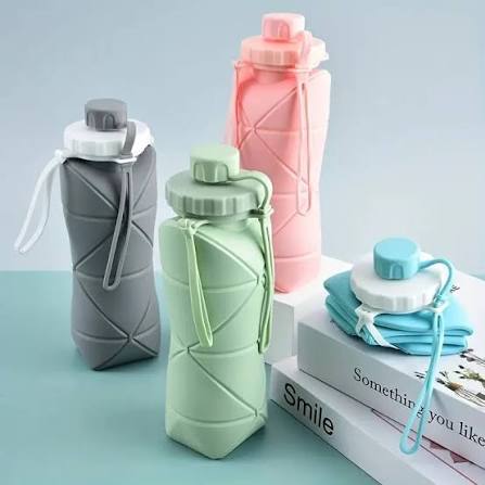 600ml Collapsible Silicone Folding Water Bottle | Leak-Proof Portable Travel & Sports Drink Bottle