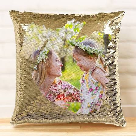 Customized Magic Sequin Pillow Cover (Red & Golden | Single & Double Sided)