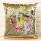 Customized Magic Sequin Pillow Cover (Red & Golden | Single & Double Sided)