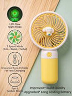 3-Speed USB Handheld Mini Fan – Rechargeable Portable Handy Fan with Type-C Cable