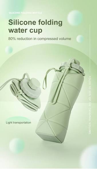 600ml Collapsible Silicone Folding Water Bottle | Leak-Proof Portable Travel & Sports Drink Bottle
