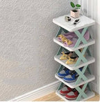Multi-Tier Stackable X-Shape Shoe Rack – Space Saving Modular Footwear Organizer & Storage Shelf - 4-Layer & 5-Layer