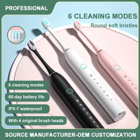 Rechargeable X-3 Sonic Electric Toothbrush Set (6 Cleaning Modes & IPX7 Waterproof)