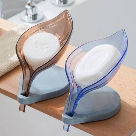 Pack of 2 Creative Leaf-Shaped Self-Draining Soap Holder – Non-Slip Suction Base Decorative Soap Dish