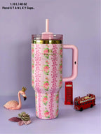 Stanley Floral Tumbler 40 oz - Stainless Steel Vacuum Insulated Travel Mug with Handle & Straw