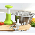 Premium 2.0L Meat and Vegetable Push Chopper with Stainless Steel Bowl - 4 Sharp Blades