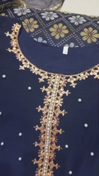 Ready to Wear Embroidered Pearl-Detailed Chiffon Long Maxi 3-Piece Set