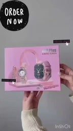 A58 Plus 8-in-1 Premium Ladies Gift Set - Smartwatch, Analogue Watch & Jewelry Combo for Girls