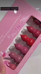 12 Pcs Mini Gourd Lipstick Set - Matte & Long-Lasting Waterproof Lipsticks (Pack of 12)