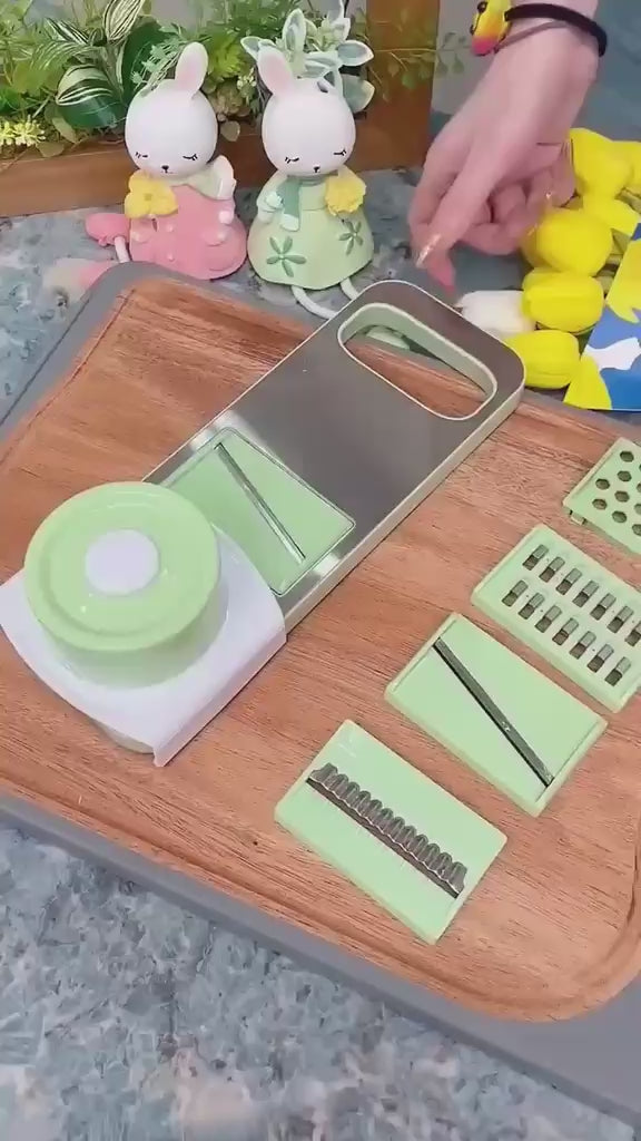 5-Piece Green Vegetable Slicer and Cutter with Box Packing