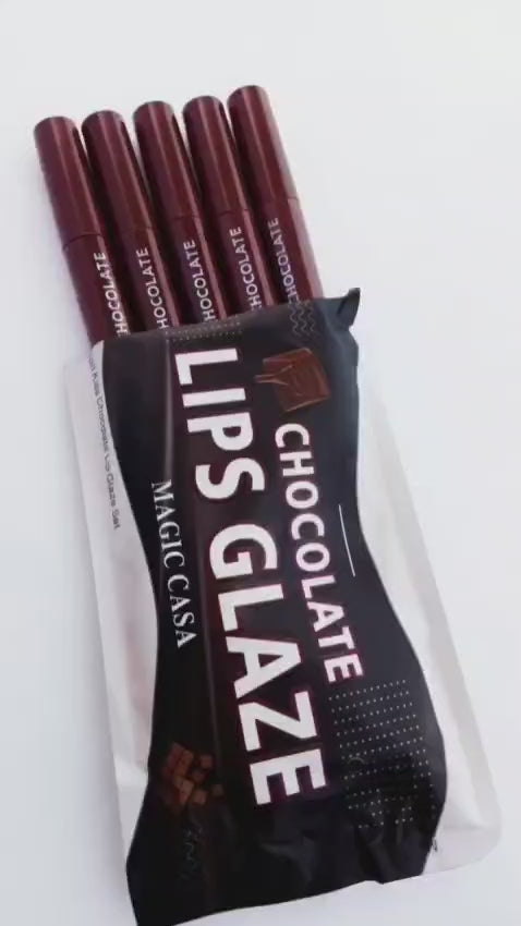 5 Pcs Chocolate Lips Glaze Set | Glossy & Hydrating Lip Tint Combo