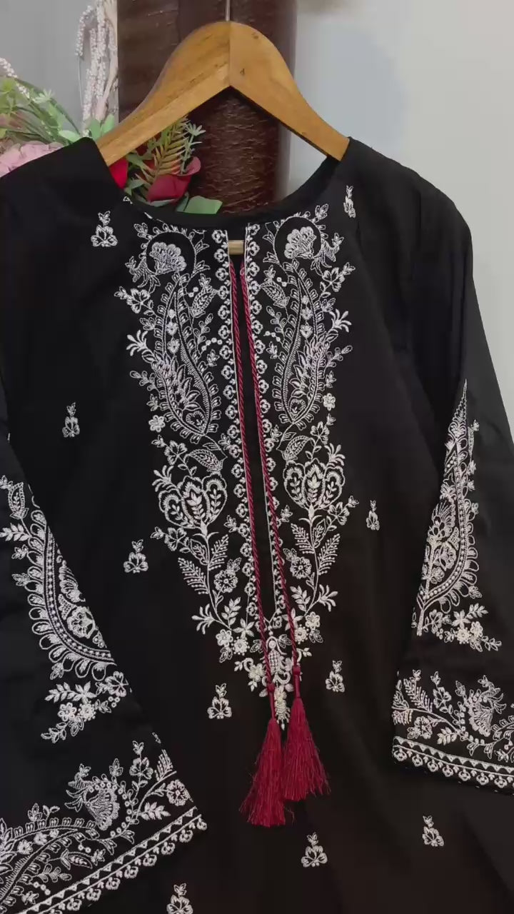 Ready to Wear Heavy Embroidered Malai Lawn 2-Piece Suit with Farshi Shalwar