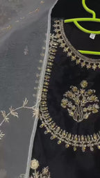Kids 3-Piece Handwork & Embroidered Organza Shirt with Maysoori Trouser & Dupatta