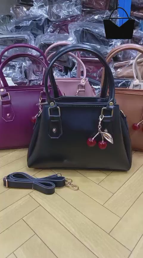 Stylish & Trendy Handbag / Purse with Cherry Keychain – Available in 6 Colors