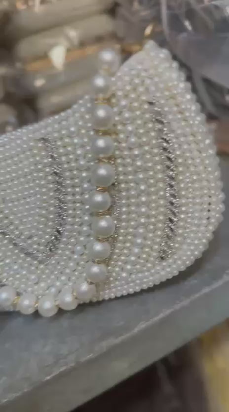 White Pearls Hand Clutch & Crossbody Bag for Girls