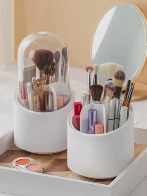 360 Degree Rotation Cosmetic Brush Holder with Transparent Top
