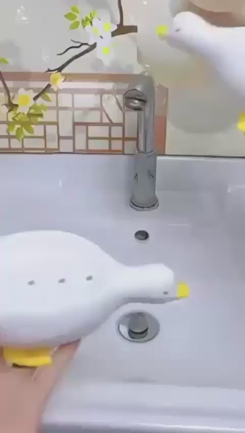 Cute Duck Soap Holder with Self-Draining Design for Bathroom & Kitchen