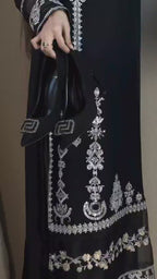 Elegant Embroidered Chiffon Ready to Wear 3-Piece Suit with Silk Flapper