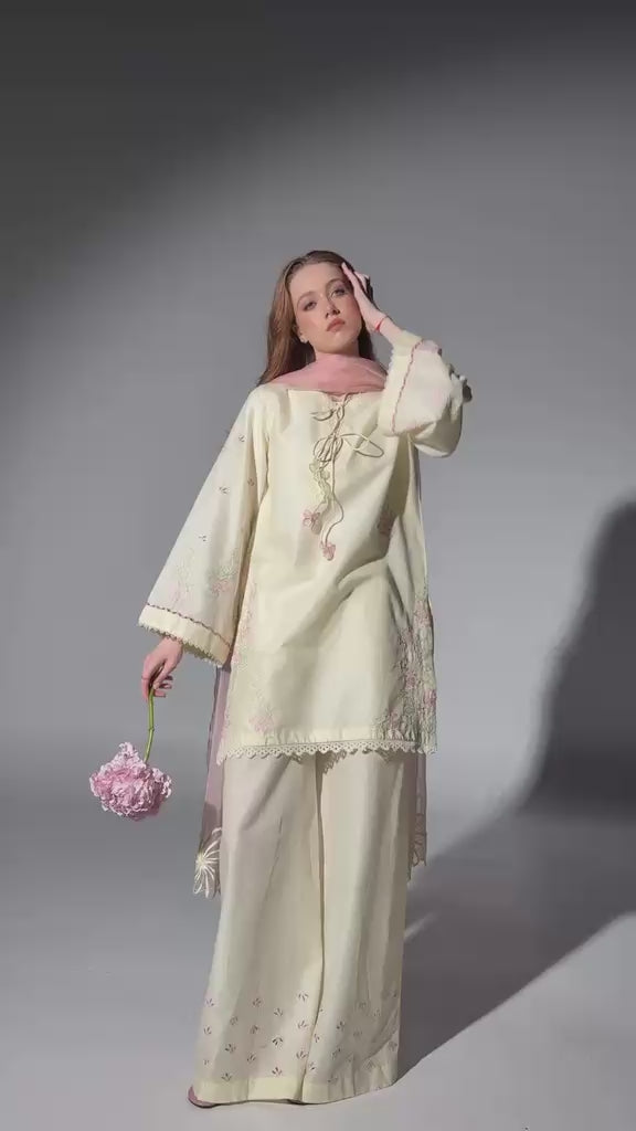 Ready to Wear Petal Grace 3-Piece Cotton Suit with Chiffon Dupatta